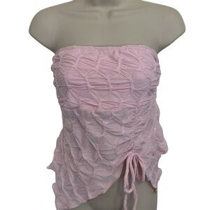 NWOT See You Monday Pink Textured Emboidered Strapless Tube Top Size Medium Y2K